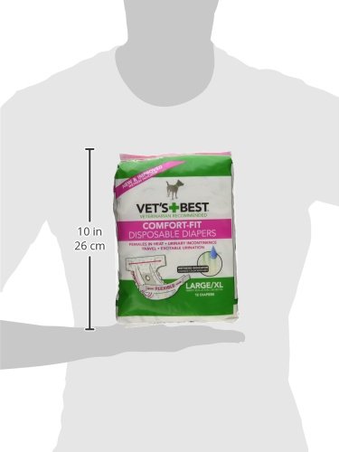 Vet's Best Comfort-Fit Disposable Diapers - Female Dog - Large/XL  (12 units)