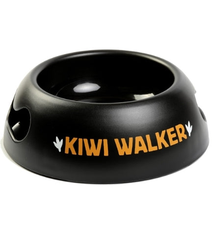 KIWI WALKER Black Dog Bowl with Design - ORANGE
