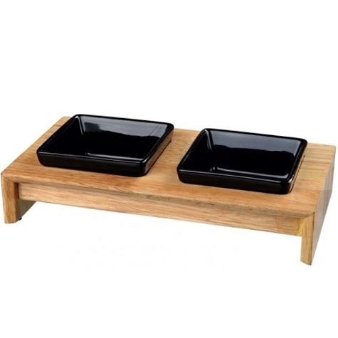 Trixie Ceramic Bowls on Wood for Dogs - 2X200ML