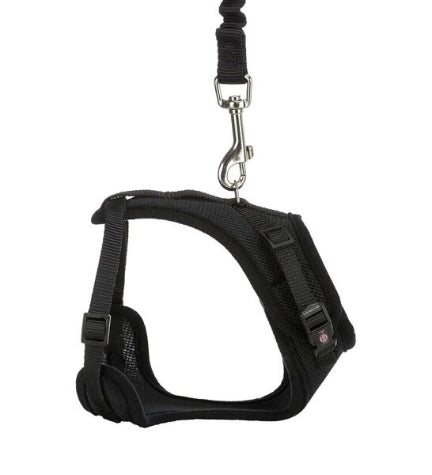 Trixie Y-Harness Mesh with Elastic Leash for Cats - BLACK/39-60CM