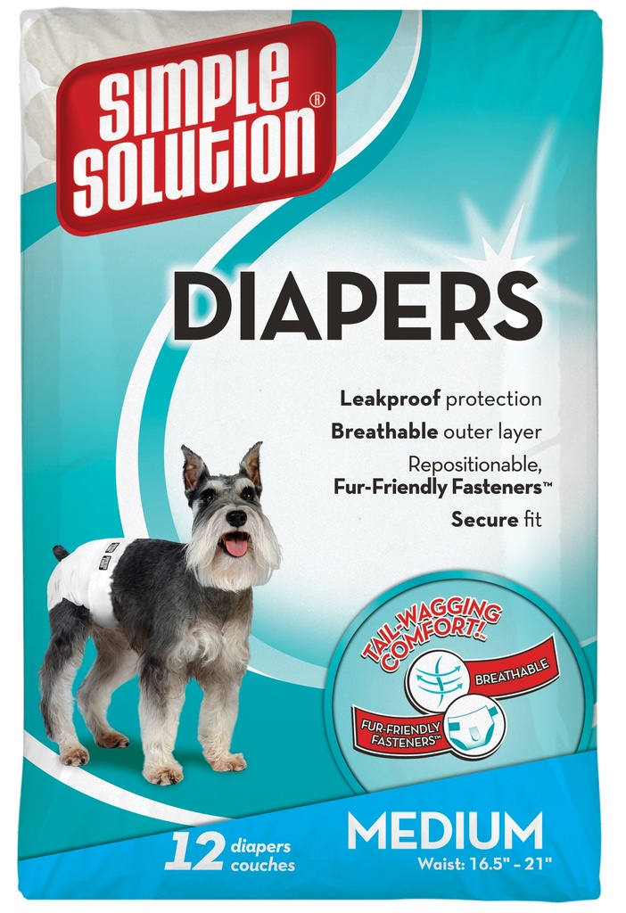 Disposable Diapers SS - FEMALE DOG - Medium (11-23kg / waist: 38-58cm) 12 diapers