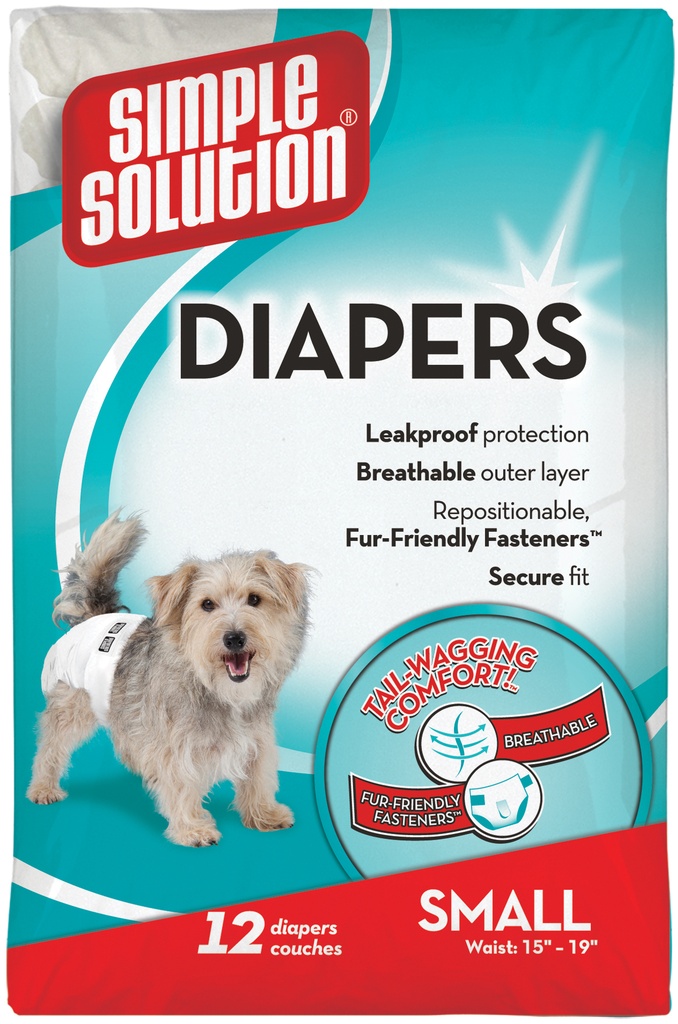 Disposable Diapers SS - FEMALE DOG- Small (5-11kg / waist: 30-48cm) - 12 diapers