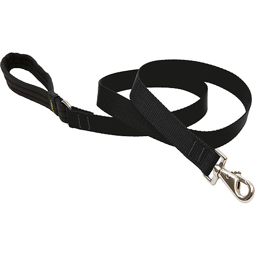 LupinePet 1-inch-wide - BLACK - 4' DOG LEASH with Padded Handle (122cm)