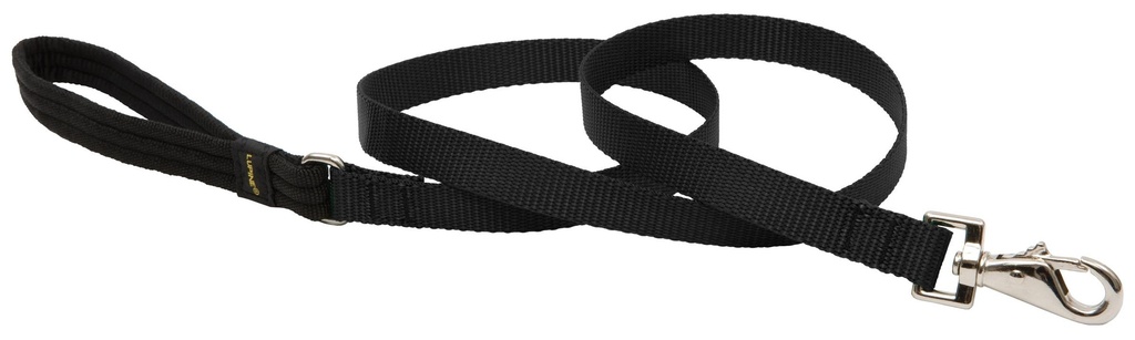 LupinePet 3/4-inch-wide - BLACK - 4' DOG LEASH with Padded Handle (122 CM)