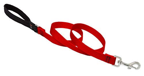 LupinePet 3/4-inch-wide - RED - 4' DOD LEASH with Padded Handle (122 CM)