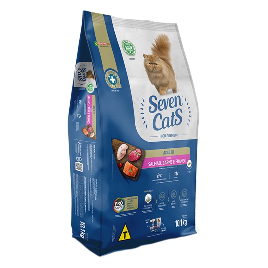 Seven Cats Cat Food For Adult 4 in 1 (Beef, Salmon & chicken) 10KG+100g